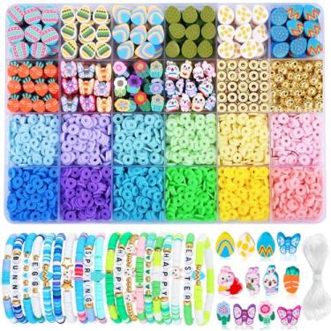Imagem de Kit de Páscoa com 2.480 miçangas de argila polimérica, 24 estilos divertidos para criação de berloques, joias, colares, brincos, acessórios DIY para mulheres e meninas