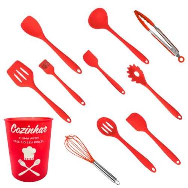Imagem de Kit com 10 Utensílios de Cozinha + pote de armazenamento: Conjunto de 