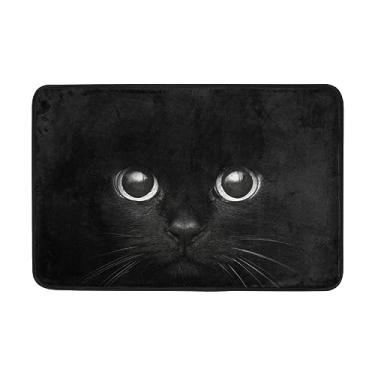 Imagem de Capacho de porta de boas-vindas - gato preto, sala de estar, cozinha, tapete para casa, decoração interna e externa, 61 x 40 cm