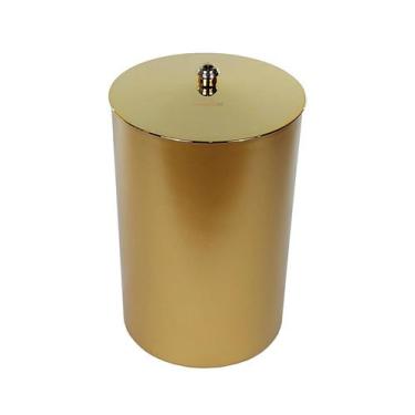 Imagem de Lixeira 8 Litros Cesto de Lixo Dourado com Tampa Cozinha Banheiro - AM