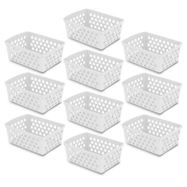 Imagem de Kit 10 Cesto Caixa Organizador Multiuso Extra Grande Transparente Rosa