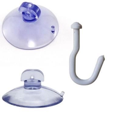 Imagem de 4 Ventosas de 45mm (4,5cm) PVC P/Superfícies Lisas C/Gancho - H Plásti