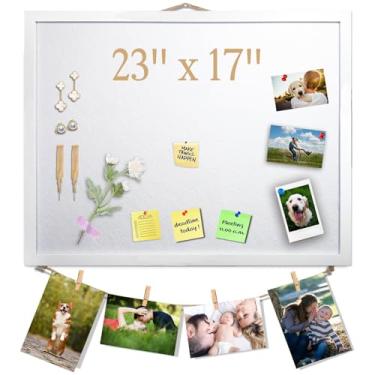 Imagem de Quadro de avisos branco de cortiça quadro de visão com feltro, quadro pequeno de 58 cm x 43 cm para paredes, mesa, joias, notas, coleção, fotos, escritório, moldura branca e placa de feltro branco, 1