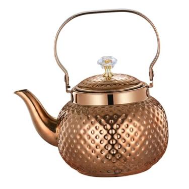 Imagem de Bothyi Caldeira de água de bule de aço inoxidável com alça com chaleira portátil de tampa com infusor removível para camping de cozinha de hotel, Rosa Ouro