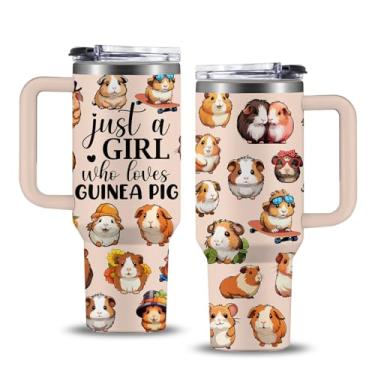 Imagem de NIAXAUYT Presentes de porquinho da índia para meninas/mulheres copo de 1,134 g com tampa e canudo, presentes de aniversário de Natal para apenas uma garota que ama cobaias copo de viagem isolado