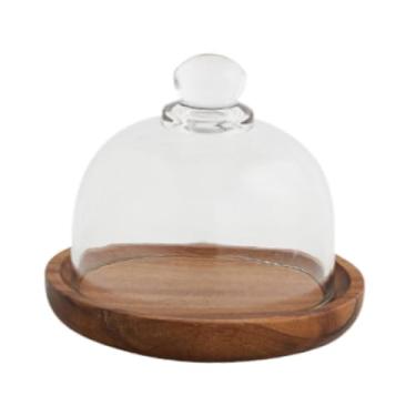 Imagem de ＫＬＫＣＭＳ Suporte para bolo com cúpula de vidro, bandeja para exibição de bolo, prato de frutas, pastelaria, servidor, bandeja de servir para restaurantes, 10.4 Cm X 9 Cm