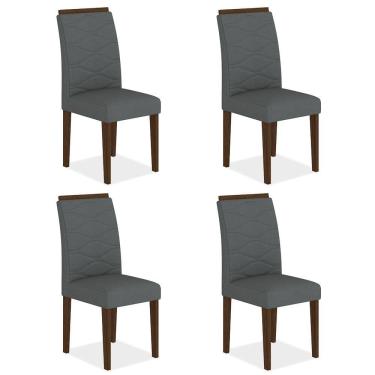 Imagem de Kit 4 Cadeiras Estofadas Everest Comfort Imbuia/suede Cinza - Ma