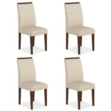Imagem de Kit 4 Cadeiras Estofadas Everest Comfort Imbuia/suede Bege - Ma