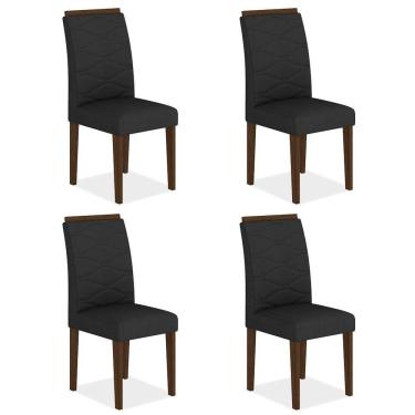 Imagem de Kit 4 Cadeiras Estofadas Everest Comfort Imbuia/suede Preto - Ma