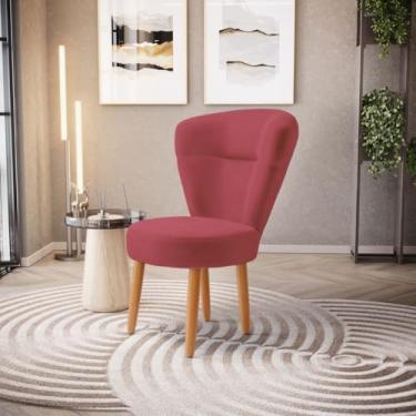 Imagem de Cadeira Decorativa para Recepção Mesa de Jantar cozinha Confortavel Pés Palito MOBLAN decor (Vermelho)
