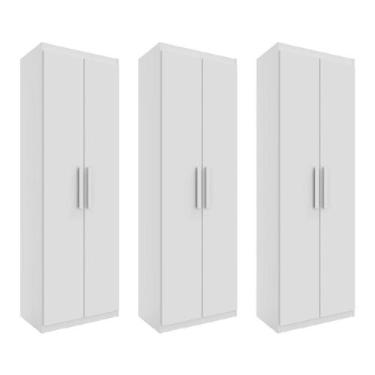 Imagem de Kit com 3 Armários Multiuso Organizador 02 Portas Rimo Branco - Móveis