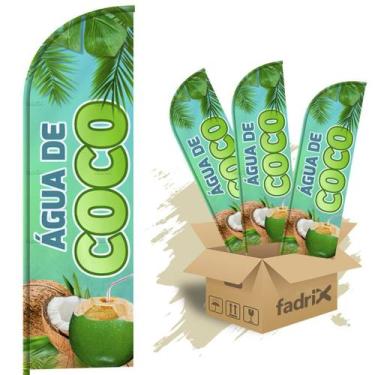 Imagem de Wind Banner Dupla Face 3mt Água de Coco Kit C/ 3unds - Fadrix