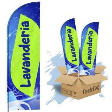 Imagem de Wind Banner Dupla Face 3mt Completo Lavanderia Kit C/ 2unds - Fadrix