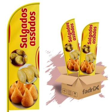 Imagem de Wind Banner Dupla Face 3mt Salgados Assados Kit C/ 2unds - Fadrix