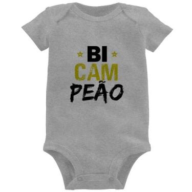 Imagem de Body Bebê BiCAMpeão - Foca na Moda, Cinza, P