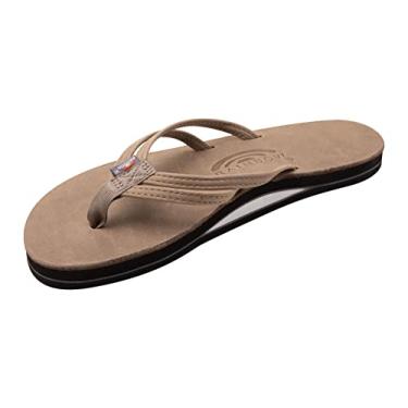 Imagem de Rainbow Sandals Couro de luxo feminino The Sand Piper - Arco de camada única com alça dupla estreita de 1/7.6 cm, Cinza-pedra, 8.5-9.5
