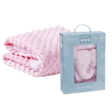 Imagem de Kit Manta Pipoquinha + Naninha Elefante Baby Loani, Cinza