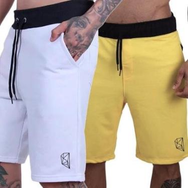 Imagem de Kit 2 Bermuda Plus Size Moletom Shorts Masculino Tamanho Especial Confortável Treino Academia-Masculino