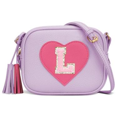 Imagem de KKXIU 2 3 4 5 6 7 8 9 10 anos de idade menina bolsa de presente infantil bolsa transversal com borla, Roxa, 6.8"L x 5.5"H x 2"W, G