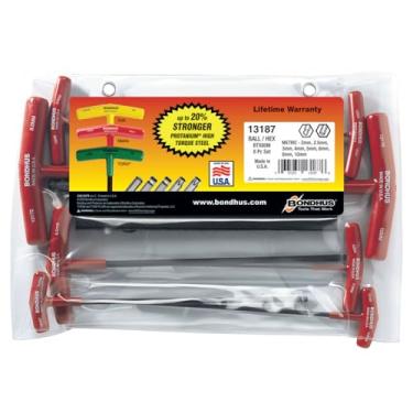Imagem de Bondhus 13187 Conjunto de 8 chaves esféricas e alças hexagonais, tamanhos de 2 a 10 mm