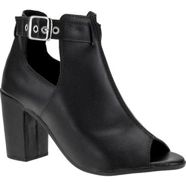 Imagem de Sandália Feminina Ankle Boot Salto Alto Grosso Fecho Fivela - Lazzlu, 