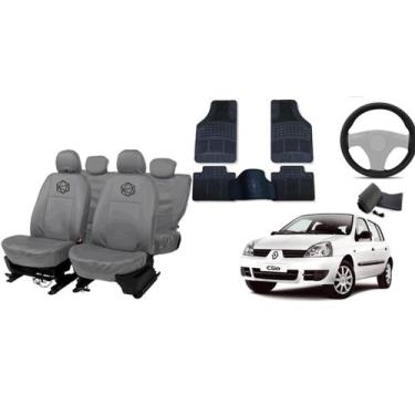 Imagem de Conjunto de capa couro Clio + tapete + volante top - ferro tech br