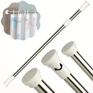 Imagem de Varão Extensível Regulável para Cortina de Banheiro e Cozinha 70-120 cm - Suporte de Pressão Sem Furar, em Alumínio Ideal para Box, Janelas e Armários - Instalação Fácil (70 x 120 Centímetros)