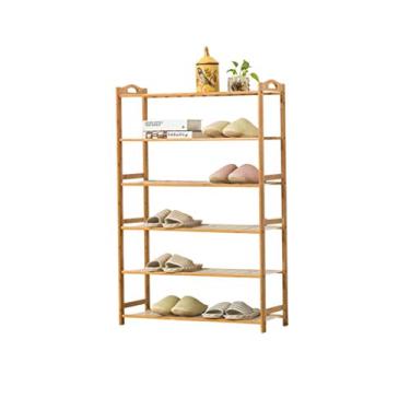 Imagem de LXB Prateleira de sapatos multifuncional para decoração de casa, simples, multicamadas, à prova de poeira, madeira maciça, bambu, uso doméstico, econômico, armário de sapatos, dormitório, quarto, 80 x