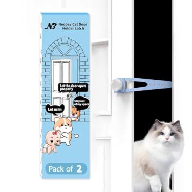 Imagem de Neobay Trava de porta para gatos com estabilizador, trava de porta ajustável de 7 tamanhos para gatos para manter o cão fora da caixa de areia, alternativa econômica para portões de animais de