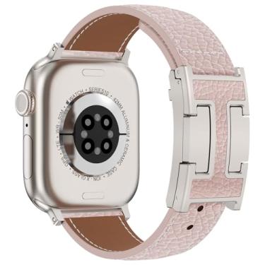 Imagem de CHANCHY Pulseira magnética de couro compatível com Apple Watch Ultra SE séries 10/9/8/7/6/5/4/3/2/1 de 40 mm, 38 mm, 41 mm, 42 mm, 45 mm, 46 mm, 40 mm, 38 mm, 41 mm, 44 mm, 45 mm e 46 mm