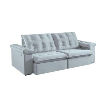 Imagem de Sofá 4 Lugares Retrátil e Reclinável Itaguaí Veludo Cinza 250 cm