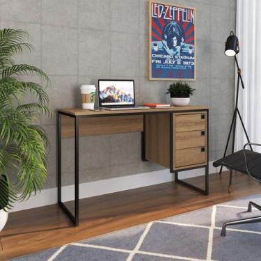 Imagem de Mesa de Escritório com 3 Gavetas Industrial 120cm OM002 Mel - Placa e 