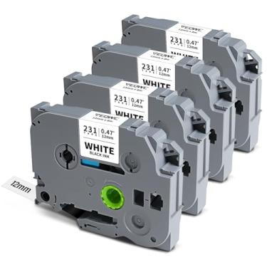 Imagem de Tze Label Maker refil Tz-231 compatível com Brother Ptouch Tze-231 Tze231 12 mm 0,47 fita branca laminada 1/2 polegada Tz fita para P Touch PT-D210 PT-H110 PT-D220 PT-D400 PT-H111 PT-D4100 , pacote