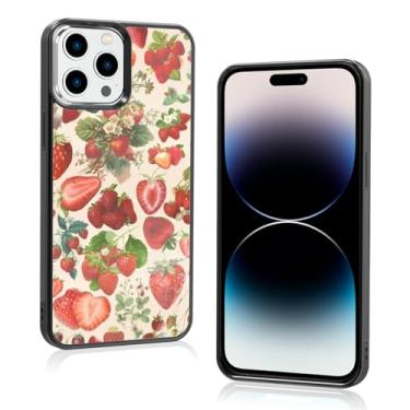 Imagem de Onemiliayears Capa de telefone fofa fruta morango: Kawaii primavera colorida retrô estética compatível com iPhone 14 Pro Max capa para mulheres e meninas (iPhone 14 PM)