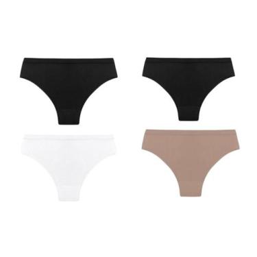 Imagem de Kit com 4 calcinhas cós alto Trifil Ref.: 1971, 2 preto, Macamia, Bran