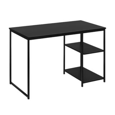 Imagem de Mesa para computador/notebook escritório estilo industrial com prateleiras para organização(PRETA)