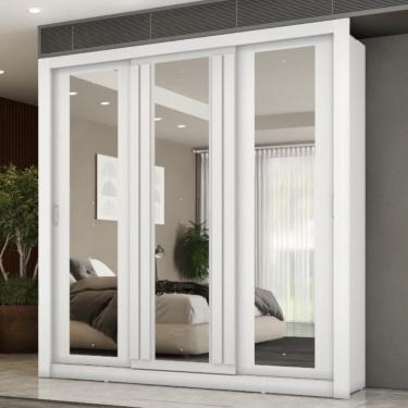 Imagem de Guarda Roupa Casal 3 Portas Doha Prime 2 Gavetas Carraro Ripado Branco