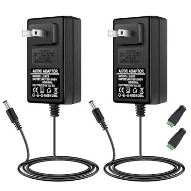 Imagem de Fonte de alimentação de 24 V, adaptador de alimentação de luzes LED de 2 A 48 W, transformador de 100-240 V CA para 24 V CC para fitas de LED, fonte de alimentação de tomada de parede com conector