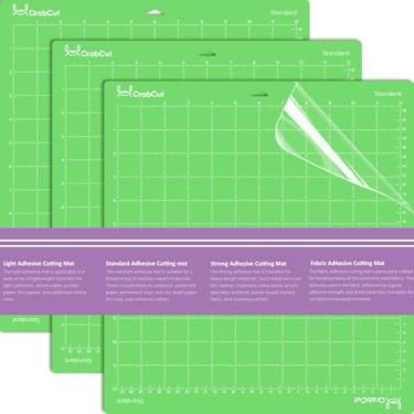 Imagem de Crabcut Tapetes de corte para Cricut Maker 4/Explore 4/Maker 3/Explore 3/Air 2: 30,5 x 30,5 cm, pacote com 3, verde, padrão aderente, durável, longa duração, tapete de substituição para Siser Juliet