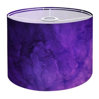 Imagem de Abajur de tambor incrível Inkscape efeito de tinta álcool elegante roxo real azul meia-noite abajur para lâmpadas de chão, luminária pendente 22,6 cm x 28 cm capa de lâmpada de linho substituição