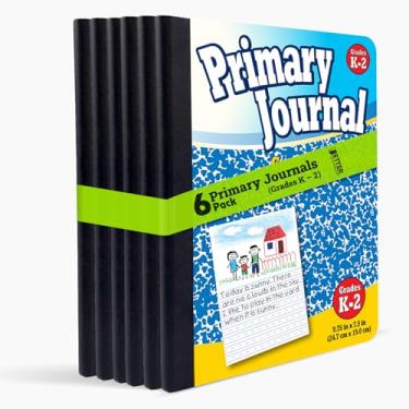 Imagem de Better Office Products Diário primário, capa dura, caderno de livro de composição primária - Grau K-2, 100 folhas, um assunto, 25 x 19 cm, capa azul - pacote com 6