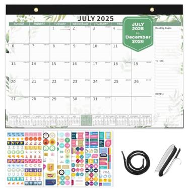 Imagem de Ospelelf Calendário 2025-2026 magnético para mesa, mesa de trabalho, agenda mensal de julho de 2025 a dezembro de 2026, bloco grande para fazer com capa de plástico para escritório, 43 x 30 cm, folhas