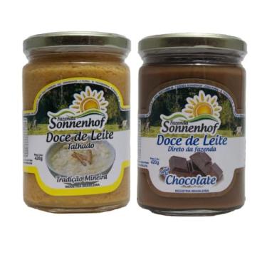 Imagem de Doce de Leite Cremoso Pastoso - 1 Talhado + 1 com Chocolate 420g cada - Fazenda Sonnenhof