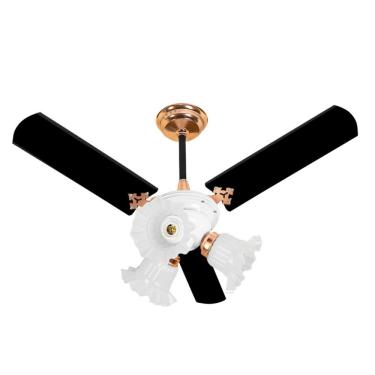 Imagem de Ventilador De Teto Venti-delta New Zeta Preto Com Cobre 3 Pás Laqueada Preto 110v