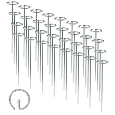 Imagem de Jiozermi 120 peças de grampos galvanizados para paisagem, design em forma de G resistente à ferrugem, estacas de jardim resistentes, estacas de gramado calibre 11 para proteger tendas, lonas e tecido