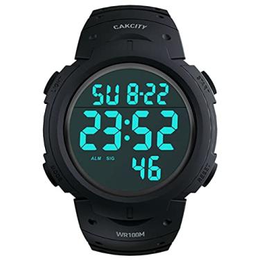 Imagem de CakCity Masculino Relógios Esportivos Digitais para Homens, À Prova D'Água, 100M, Relógios de Pulso com Alarme, Cronômetro, Led, Display Grande, Preto, Versão Atualizada