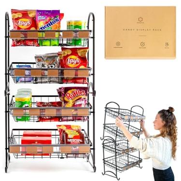 Imagem de Rack de exibição de doces | Organizador empilhável de doces | Organizador de lanches para bancada | Prateleira de lanche e rack de chips para lojas | Expositor de lanches para balcão | Suporte de