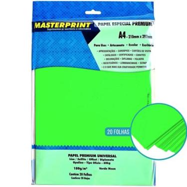 Imagem de Papel verde neon 180g a4 20 fls - Masterprint