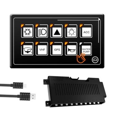 Imagem de AMOMD Painel de interruptor de controle de membrana 10p com controle de aplicativo bluetooth integrado pptc interruptor de botão momentâneo programável à prova d'água com módulo de luz de fu