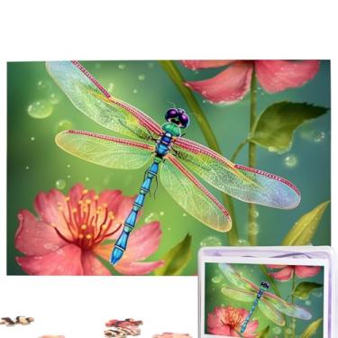 Imagem de Quebra-cabeça de libélulas e flores personalizado 1000 peças de fotos quebra-cabeça para adultos família (75 x 50 cm)